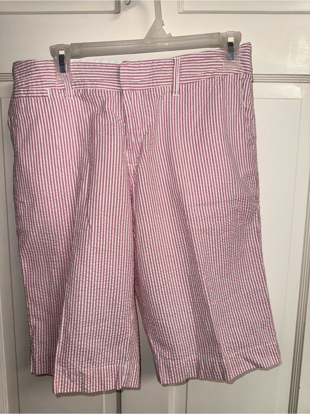 Duckhead Pink and White Striped Seersucker Shorts